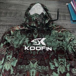 Koofin Camouflage Fishing long sleeve hooded and face shield, XL Men’s